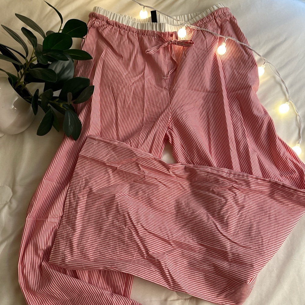 H&M Red and White Striped Pajama Pants